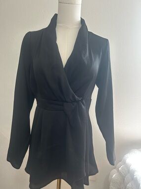 ASOS Black Faux Wrap Blouse
